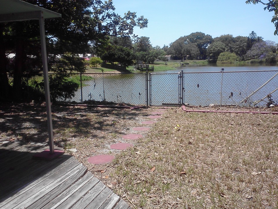 back yard overlooking lake